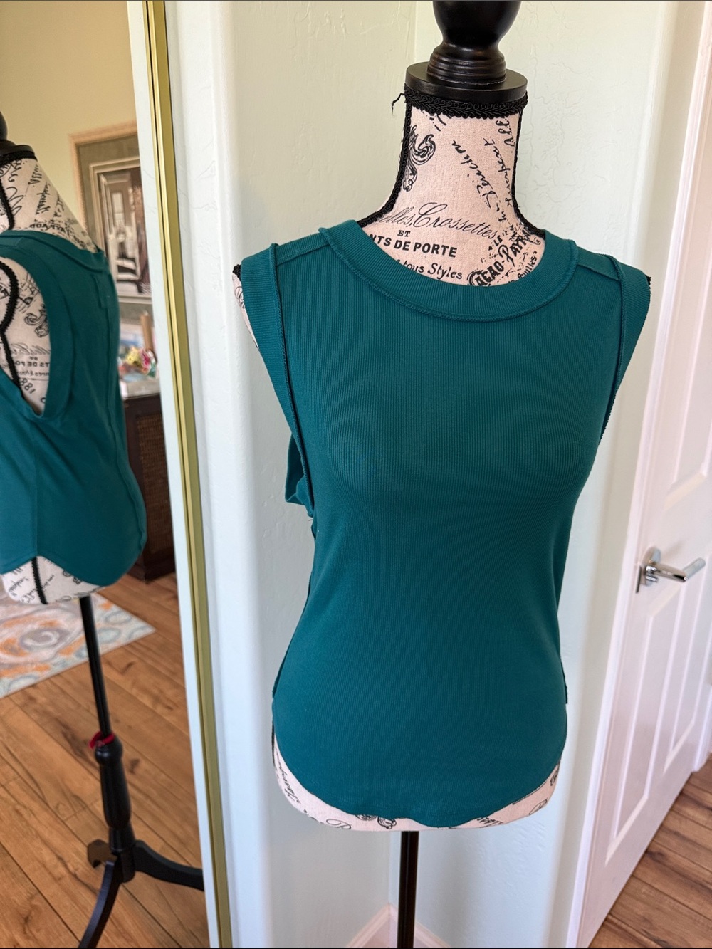 We The Free Teal Ribbed Crewneck Tank NWOT